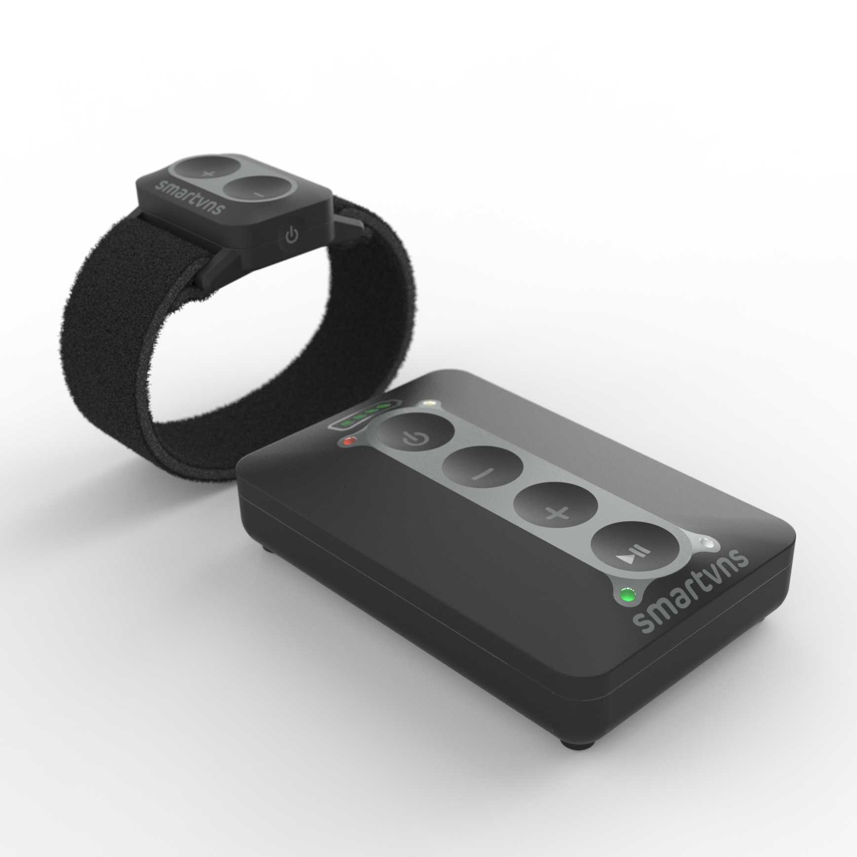 Enlarged view: 3D Rendering of the amart vns Device and smart vns Wristband