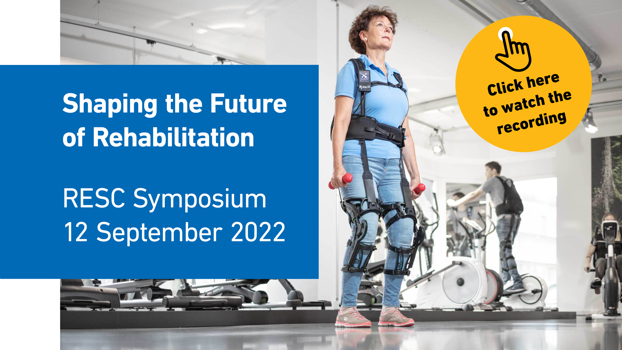 teaser for RESC Symposium 2022 shows woman during rehabilitation